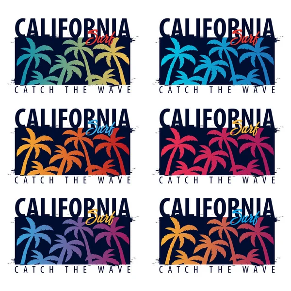 Avuç içi ile California sörf grafik. T-shirt tasarım ve baskı.