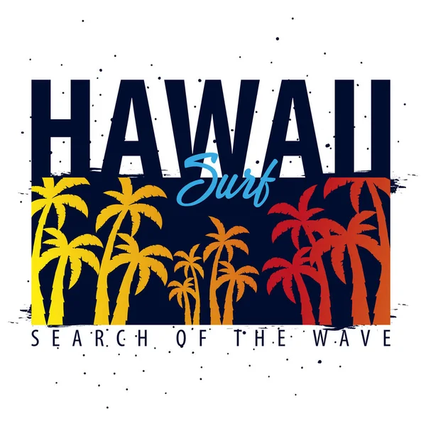 Avuç içi ile Hawaii sörf grafik. T-shirt tasarım ve baskı.