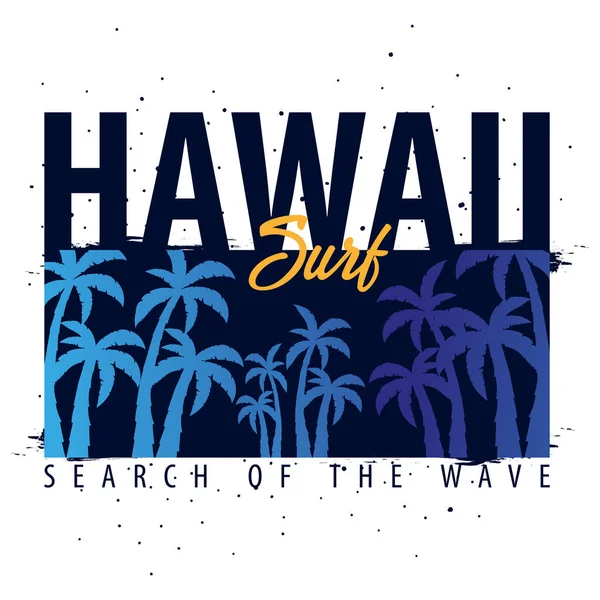 Avuç içi ile Hawaii sörf grafik. T-shirt tasarım ve baskı.