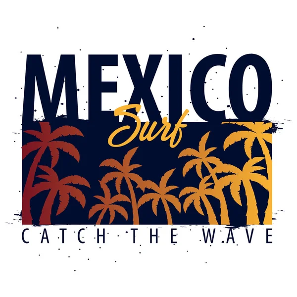 Avuç içi ile Meksika sörf grafik. T-shirt tasarım ve baskı.