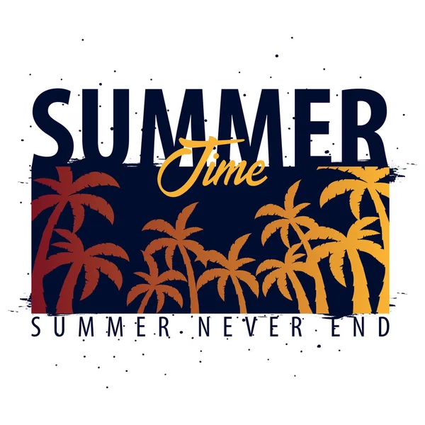 Summer time graphic with palms. T-shirt design and print. Vector illustration. — Stock Vector