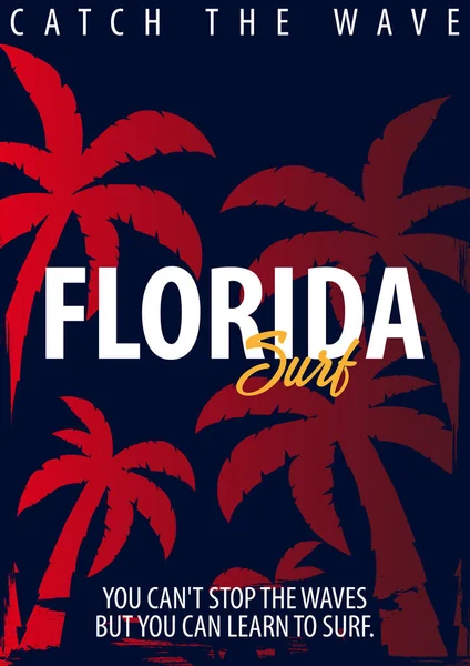 Avuç içi ile Florida sörf grafik. T-shirt tasarım ve baskı.