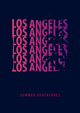 Avuç içi ile Los Angeles Yaz grafik. T-shirt tasarım ve baskı.