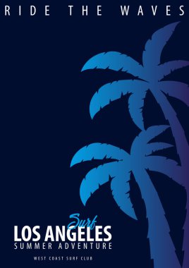 Avuç içi ile Los Angeles sörf grafik. T-shirt tasarım ve baskı.