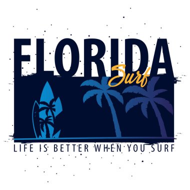 Avuç içi ile Florida sörf grafik. T-shirt tasarım ve baskı.