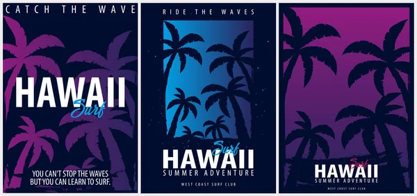 Avuç içi ile Hawaii sörf grafik. T-shirt tasarım ve baskı.