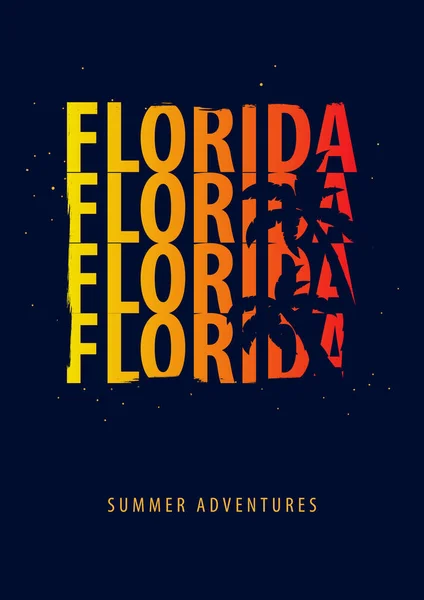 Florida Summer графика с пальмами. Дизайн и печать футболок . — стоковый вектор