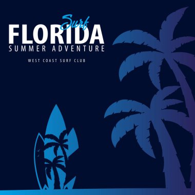 Avuç içi ile Florida sörf grafik. T-shirt tasarım ve baskı.