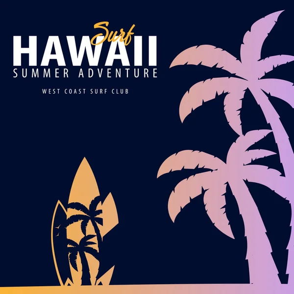 Avuç içi ile Hawaii sörf grafik. T-shirt tasarım ve baskı.