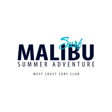 Malibu sörf amblem veya logosu. Vektör çizim.
