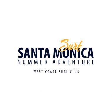 Santa Monica sörf amblem veya logosu. Vektör çizim.