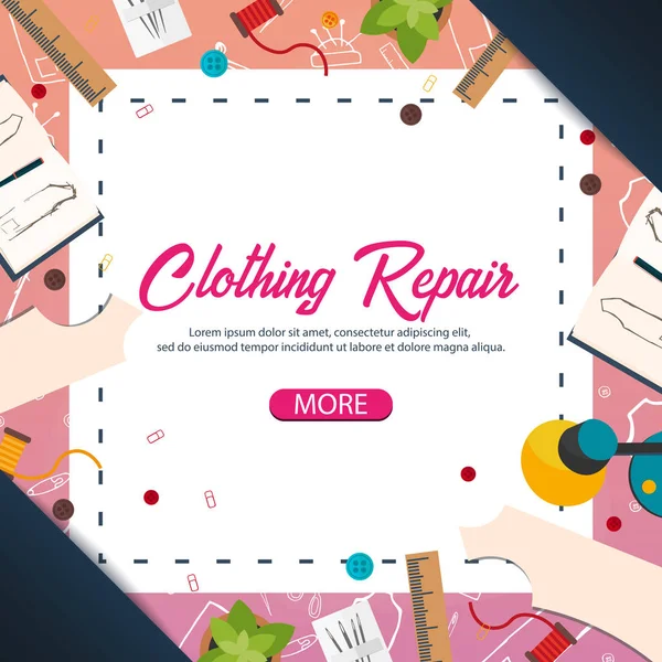 Terzi ve terzi afiş. Dikiş takımı. Iğne işi, el yapımı. Terzilik kavramı.