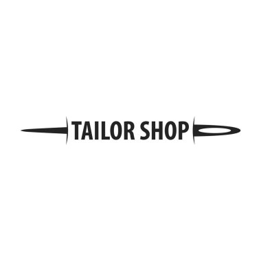 Terzi, dikiş, el yapımı logo veya amblem. Vektör çizim.