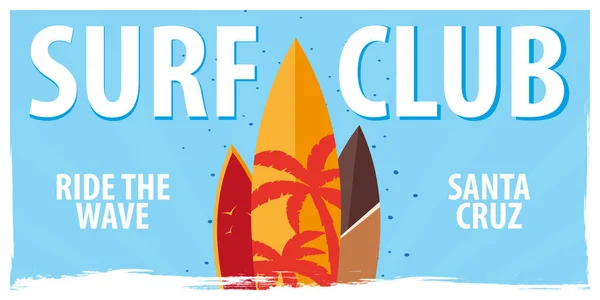 Surfing banner för Surfing Club med surfbrädor. Vektorillustration. — Stock vektor