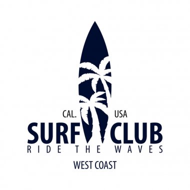Sörf logo ve amblemler için Surf Club veya dükkan. Vektör çizim.