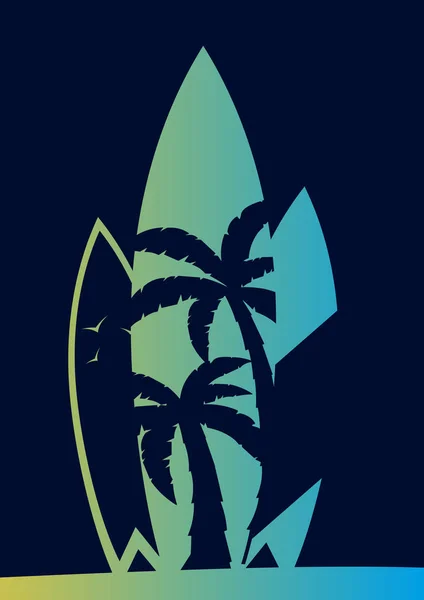 Sfondo tavole da surf. T-Shirt Surf Design, Stampa. Illustrazione vettoriale . — Vettoriale Stock