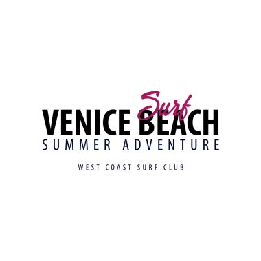Venice Beach sörf amblem veya logosu. Vektör çizim.