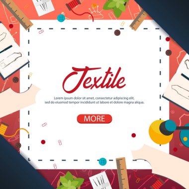 Terzi ve terzi afiş. Dikiş takımı. Iğne işi, el yapımı. Terzilik kavramı.