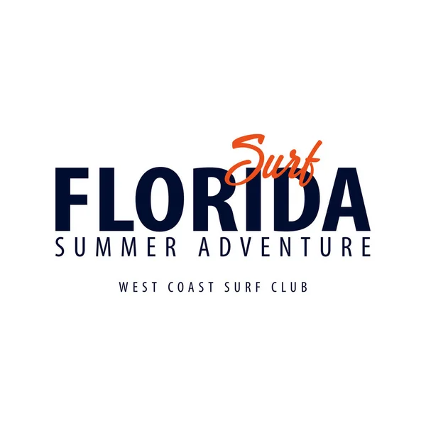 Florida Surfing emblem eller logotyp. Vektorillustration. — Stock vektor