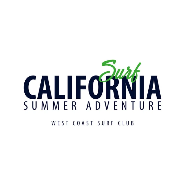 Kalifornien Surfing emblem eller logotyp. Vektorillustration. — Stock vektor