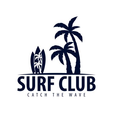 Sörf logo ve amblemler için Surf Club veya dükkan. Vektör çizim.