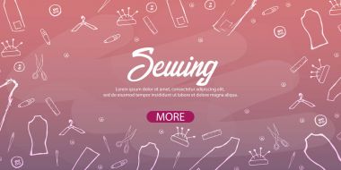 Terzi ve terzi afiş. Dikiş takımı. Iğne işi, el yapımı. Terzilik kavramı.