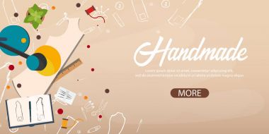 Terzi ve terzi afiş. Dikiş takımı. Iğne işi, el yapımı. Terzilik kavramı.