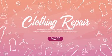 Terzi ve terzi afiş. Dikiş takımı. Iğne işi, el yapımı. Terzilik kavramı.