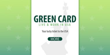 Green Card Çekilişine afiş. ABD Vize ve Göçmenlik.