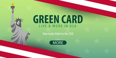 Green Card Çekilişine afiş. ABD Vize ve Göçmenlik.