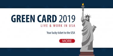 Green Card Çekilişine afiş. ABD Vize ve Göçmenlik.