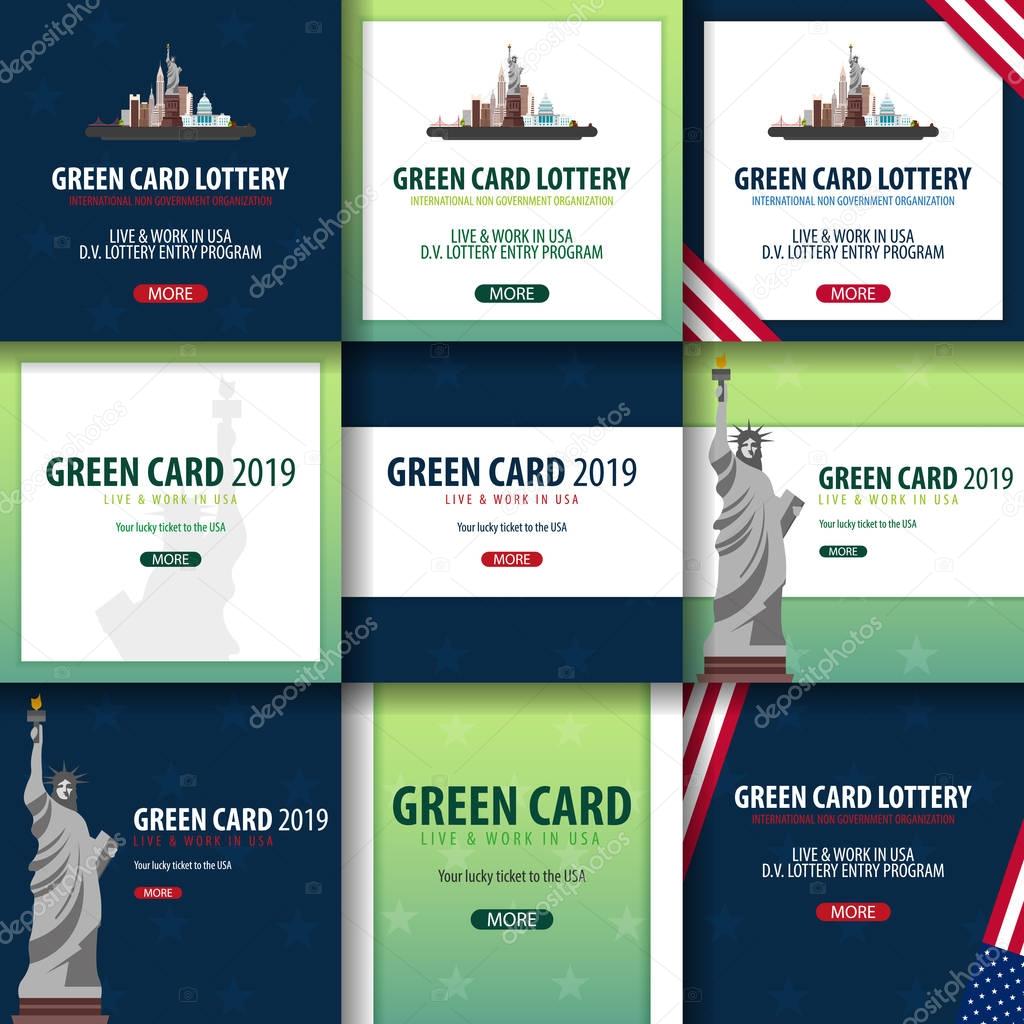 Green Card Lottery banner. Immigration and Visa to the USA.