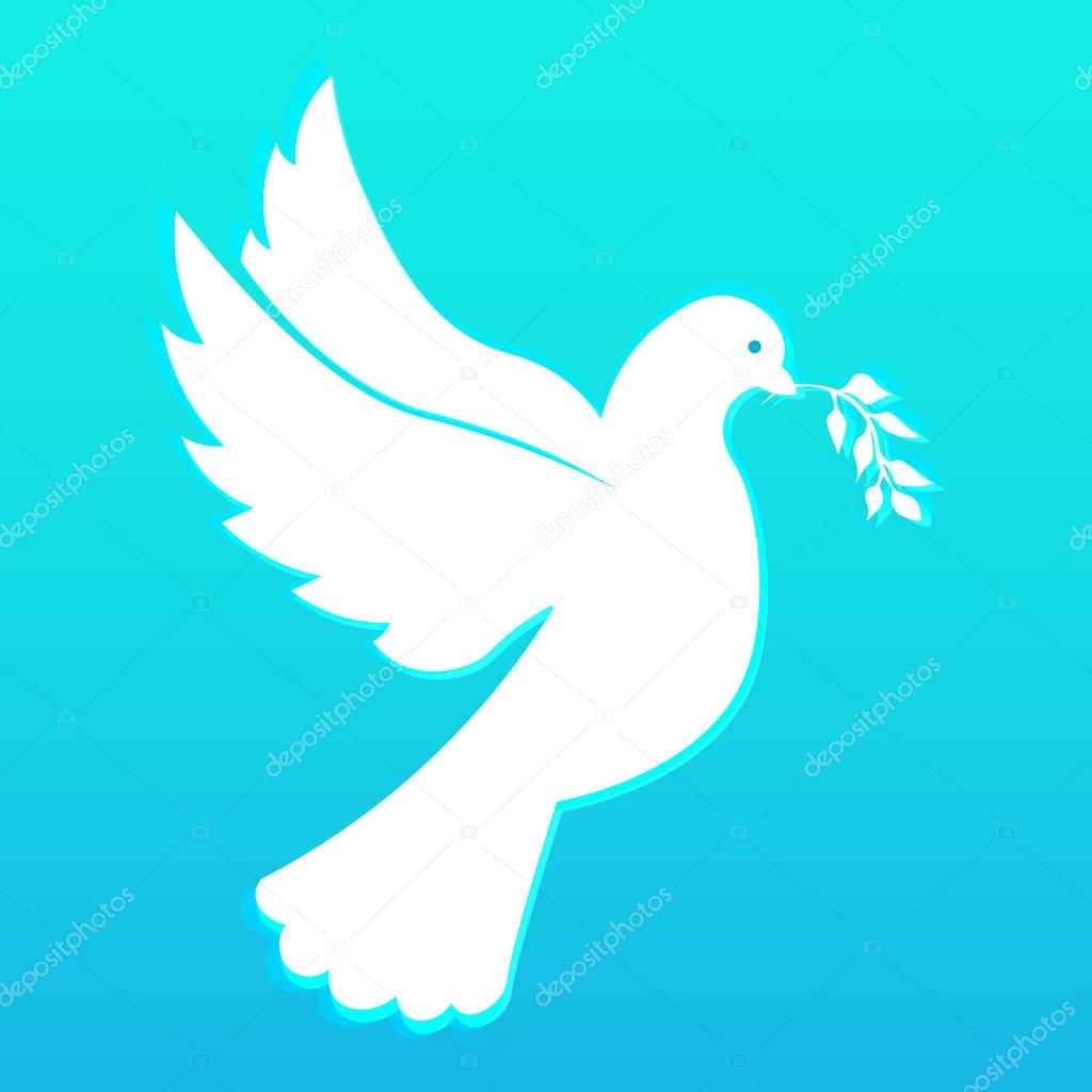 International Peace Day banner. 21 September. Dove with olive branch.