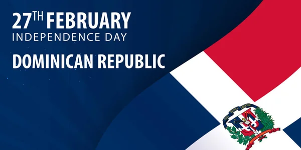 Jour de l'indépendance de la République dominicaine. Drapeau et bannière patriotique . — Image vectorielle