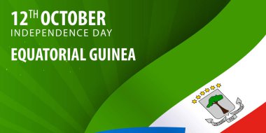 Ekvator Ginesi Bağımsızlık günü. Bayrak ve vatansever afiş.