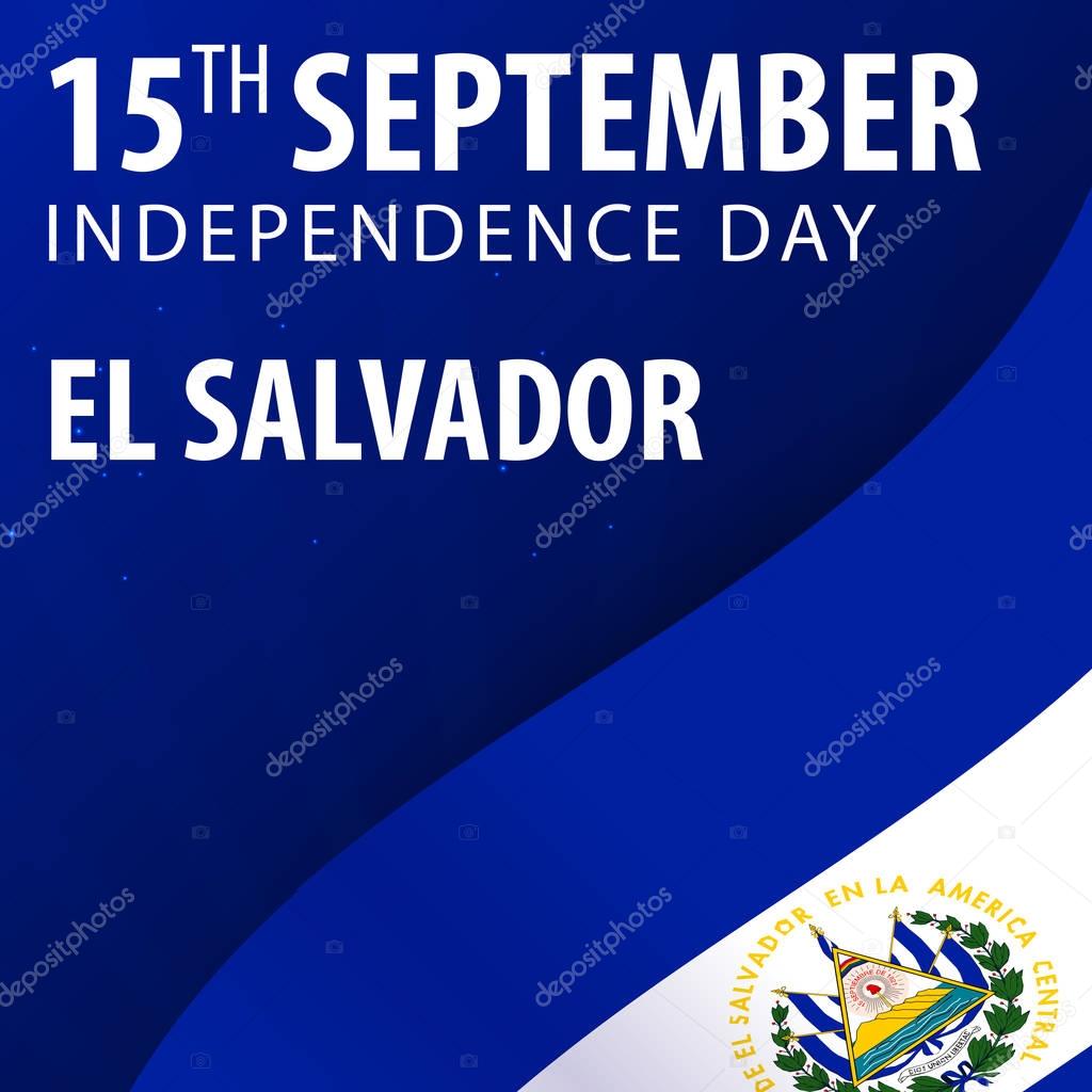 Independence day of El Salvador. Flag and Patriotic Banner.