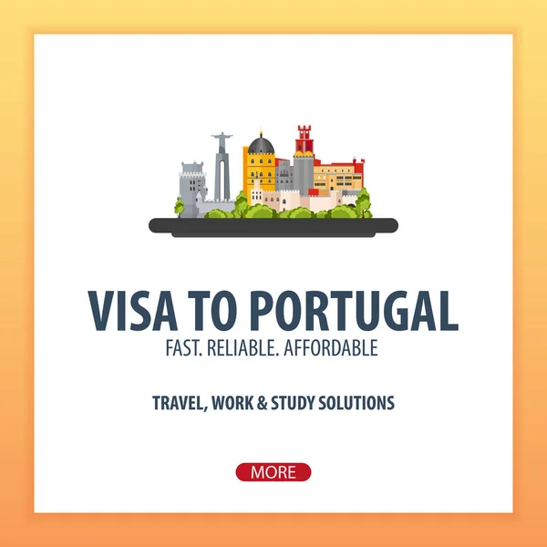 葡萄牙的签证。旅行的证件。矢量平面插画. — 图库矢量图片