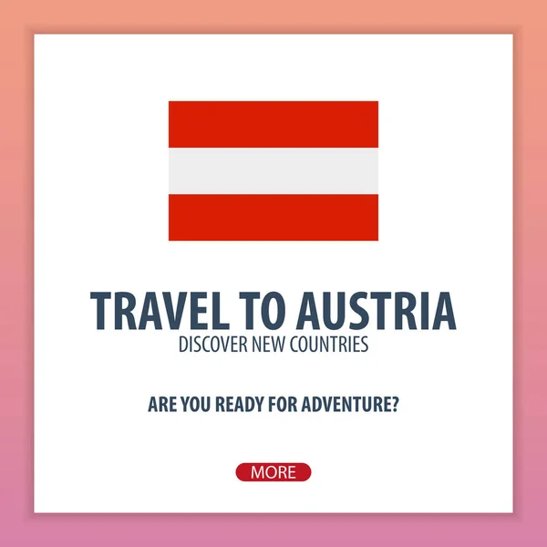 Viajar a Austria. Descubre y explora nuevos países. Viaje de aventura . — Vector de stock