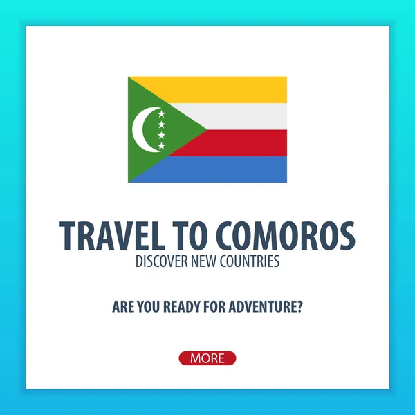 Resa till Komorerna. Upptäck och utforska nya länder. Äventyrsresa. — Stock vektor