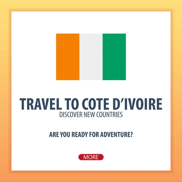 Voyage en Côte Divoire. Découvrez et explorez de nouveaux pays. Voyage aventure . — Image vectorielle