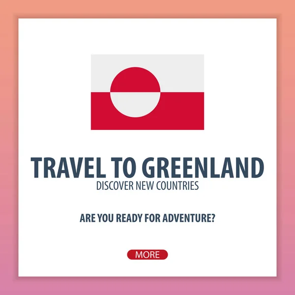 Viaja a Groenlandia. Descubre y explora nuevos países. Viaje de aventura . — Vector de stock