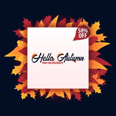 Sonbahar yaprakları satış veya promosyon posteri ve çerçeve belgesi veya web afiş alışveriş için arka plan. Vektör çizim şablonu.