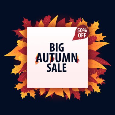 Sonbahar yaprakları satış veya promosyon posteri ve çerçeve belgesi veya web afiş alışveriş için arka plan. Vektör çizim şablonu.
