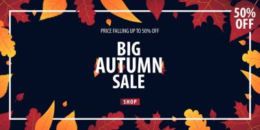 Sonbahar yaprakları satış veya promosyon posteri ve çerçeve belgesi veya web afiş alışveriş için arka plan. Vektör çizim şablonu.