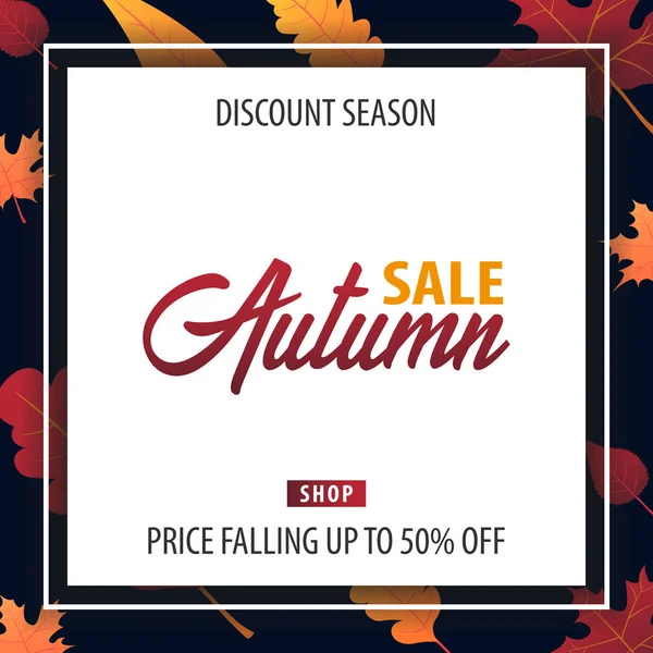 Sonbahar yaprakları satış veya promosyon posteri ve çerçeve belgesi veya web afiş alışveriş için arka plan. Vektör çizim şablonu.