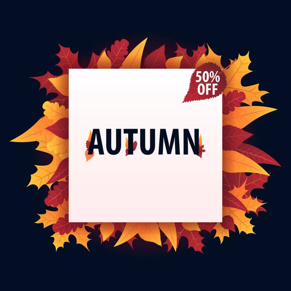 Sonbahar yaprakları satış veya promosyon posteri ve çerçeve belgesi veya web afiş alışveriş için arka plan. Vektör çizim şablonu.
