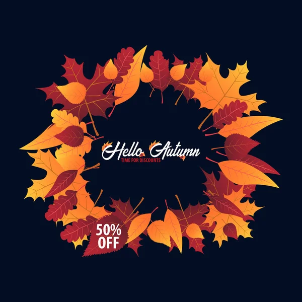 Sonbahar yaprakları satış veya promosyon posteri ve çerçeve belgesi veya web afiş alışveriş için arka plan. Vektör çizim şablonu.