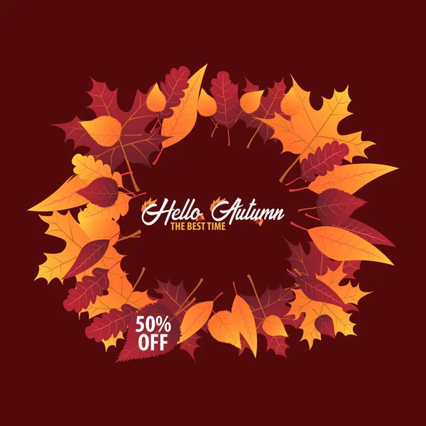 Sonbahar yaprakları satış veya promosyon posteri ve çerçeve belgesi veya web afiş alışveriş için arka plan. Vektör çizim şablonu.