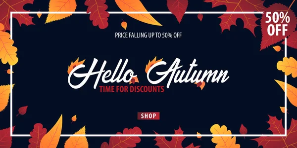 Sonbahar yaprakları satış veya promosyon posteri ve çerçeve belgesi veya web afiş alışveriş için arka plan. Vektör çizim şablonu.