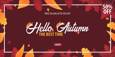 Sonbahar yaprakları satış veya promosyon posteri ve çerçeve belgesi veya web afiş alışveriş için arka plan. Vektör çizim şablonu.